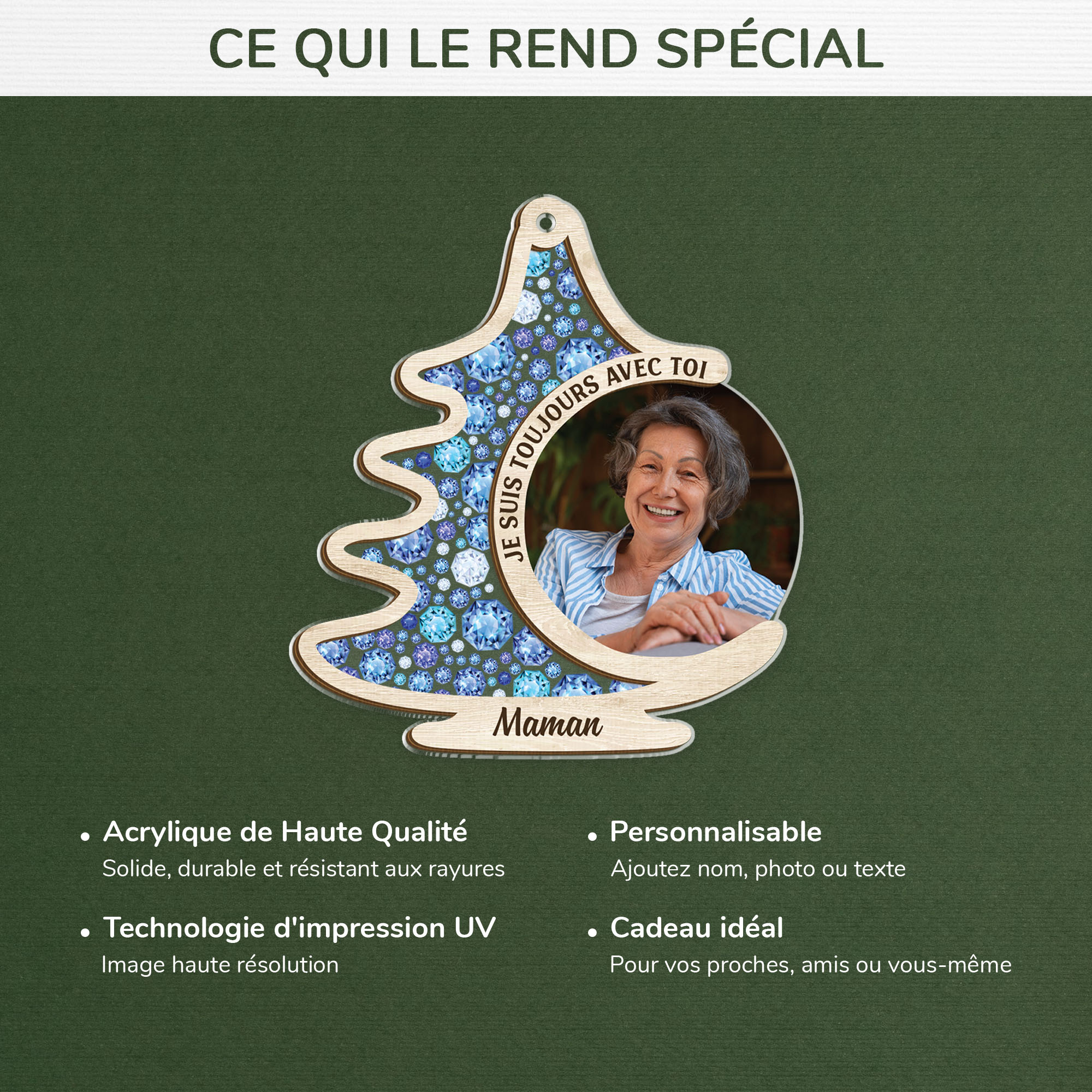 7350OFR4 ornement acrylique personnalise avec photo commemorative maman papa toujours la 7350o3t5a
