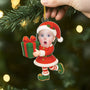 7352OFR2 ornement noel acrylique personnalise photo bebe petit elfe 7352otv5k