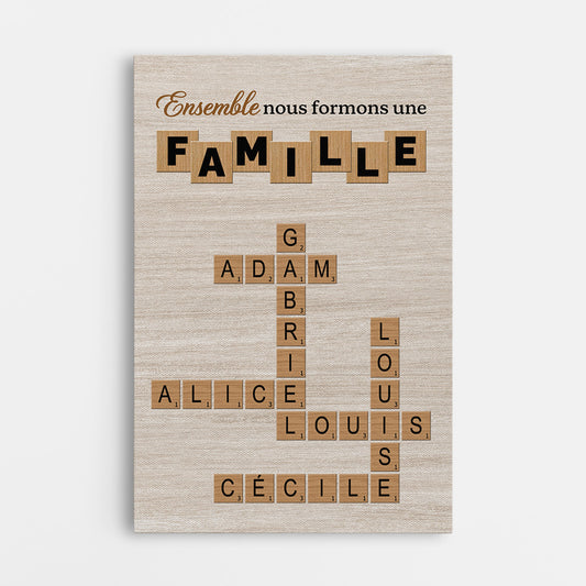 7359CFR1 toile personnalisee famille avec mots croises amour de la famille 7359c3pmi
