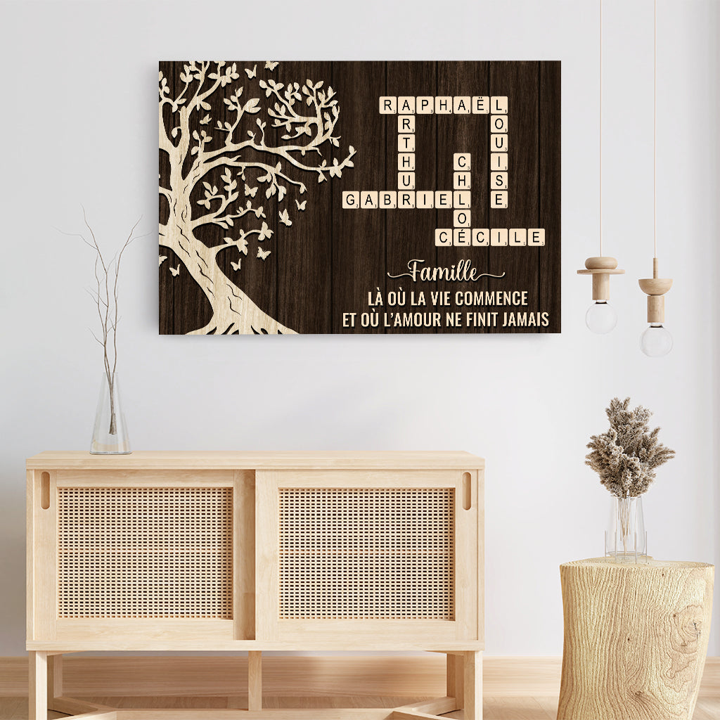 7360CFR3 toile personnalisee famille avec mots croisee liee pour toujours 7360c3vmi