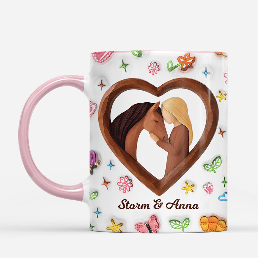 7368MFR2 effet dimpression 3d mug personnalise fille et cheval 7368m3t5u