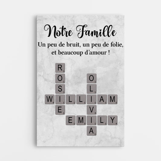 7386CFR1 toile personnalisee avec mots croises notre famille 7386c6p5i