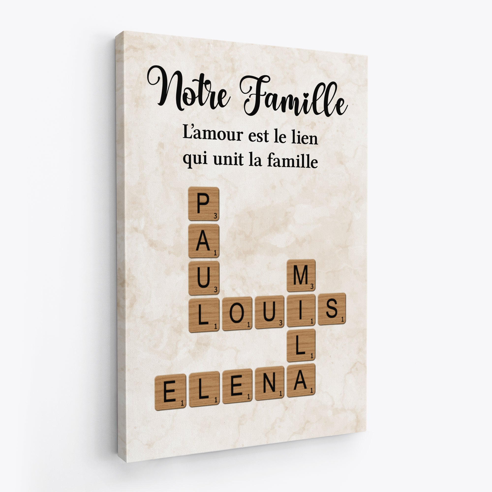 7386CFR2 toile personnalisee avec mots croises notre famille 7386c6p5i