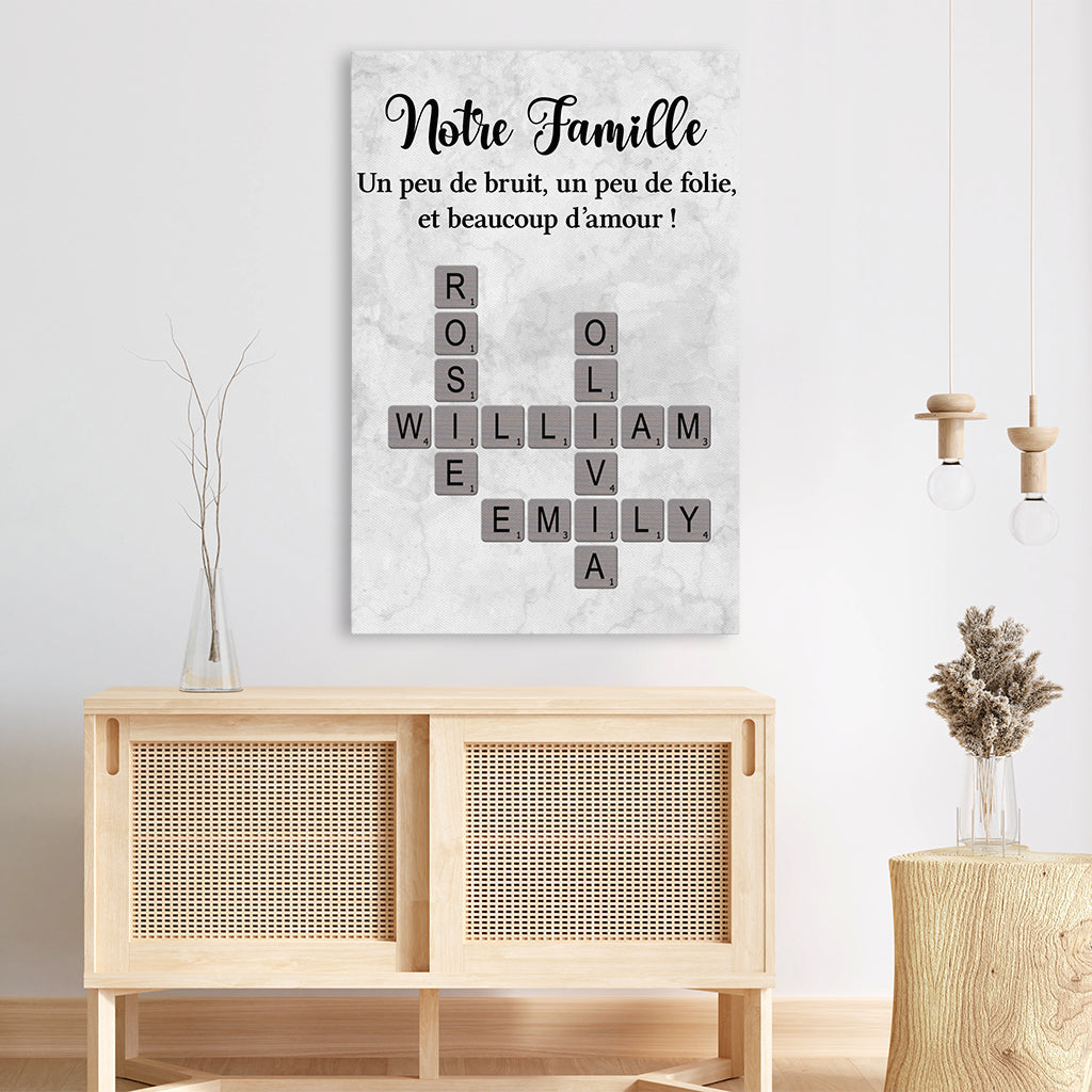 7386CFR3 toile personnalisee avec mots croises notre famille 7386c6p5i