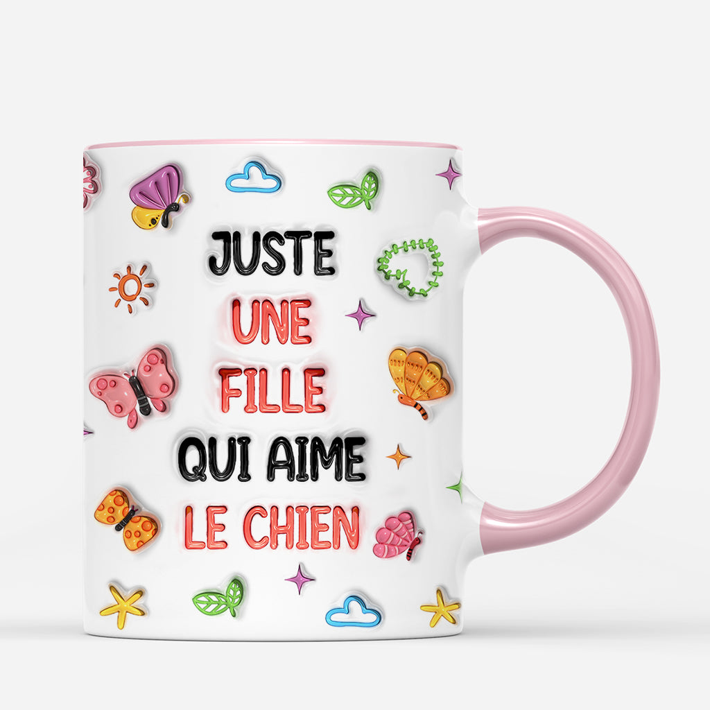 7393MFR1 effet dimpression 3d mug personnalise juste une fille qui aime les chiens 7393mklzc