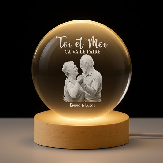 7418LFR1 veilleuse boule de cristal personnalisee avec photo de couple toi  moi 7418l3pcg