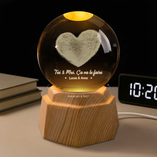 Boule de cristal Fleur de Vie 8 cm, 16 couleurs LED Boule de cristal Fleur de Vie 8 cm, 16 couleurs LED