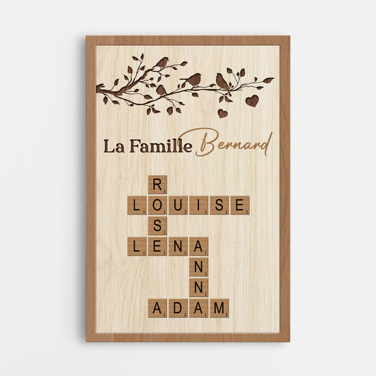 7451CFR1 toile mot croise personnalise scrabble prenoms famille 7451c3pzi