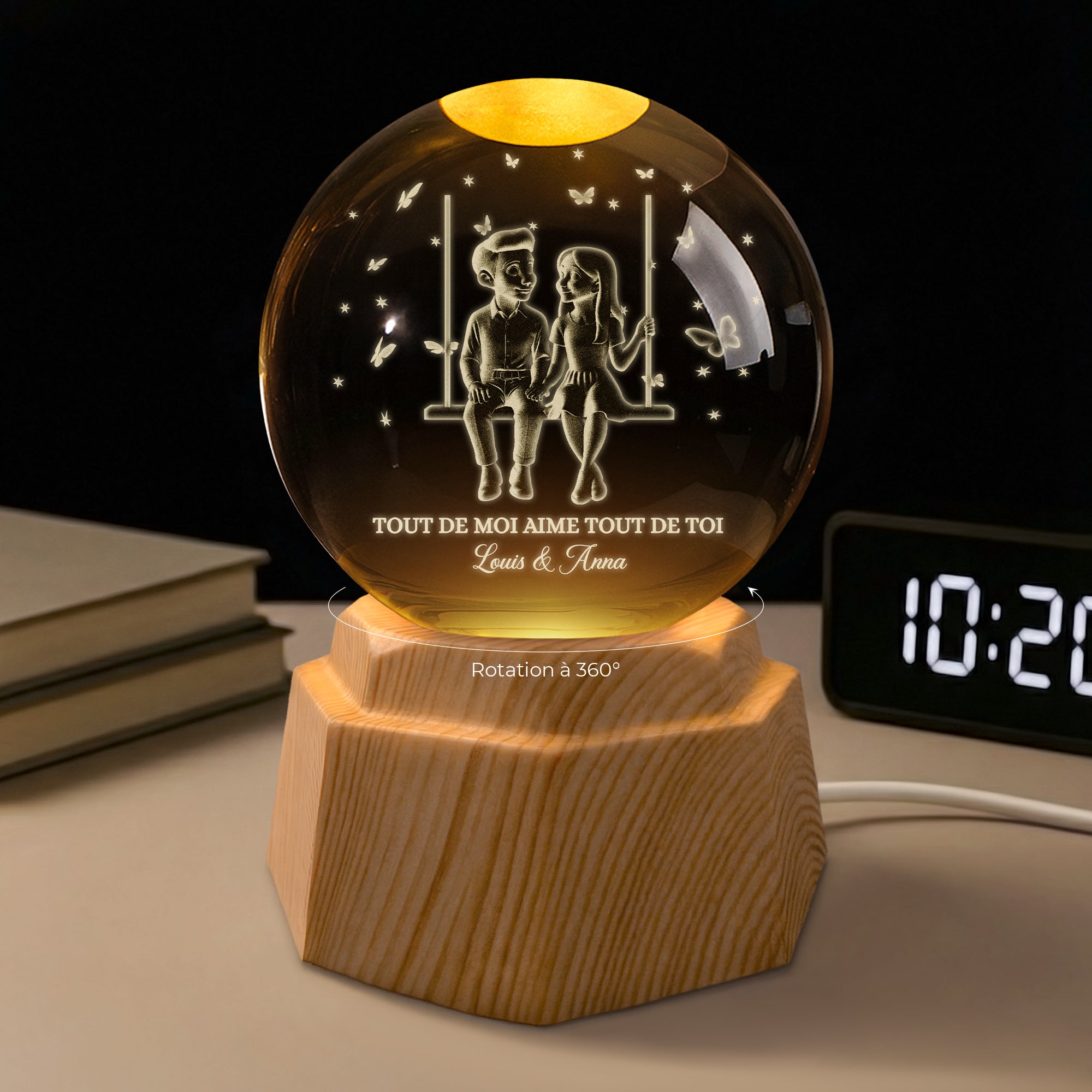 7455LFR2 veilleuse boule de cristal 3d personnalisee couple ca va le faire 7455l6qwg