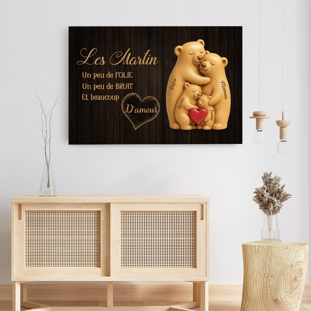 7468CFR3 toile personnalisee amour de la famille ours 7468c6t5i