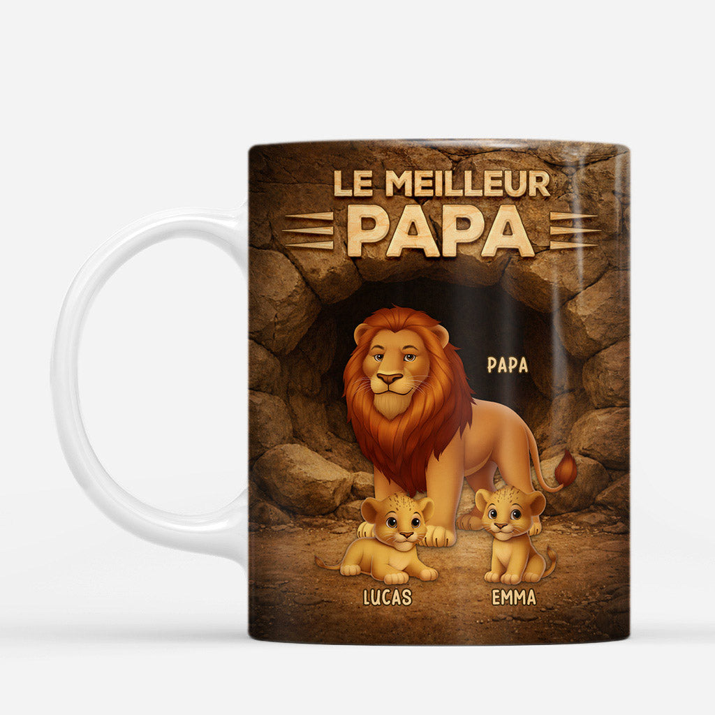 7480MFR2 effet dimpression 3d mug personnalise meilleur papa papi lion du monde 7480m6vmb