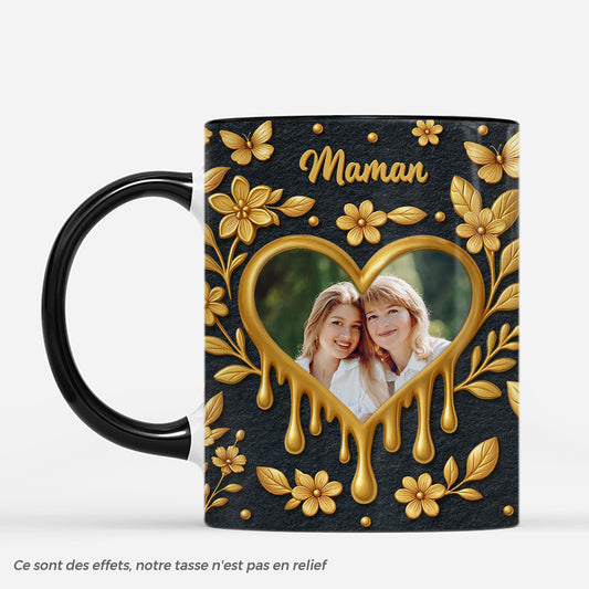 7490MFR1 effet dimpression 3d mug personnalise mamie maman photo dans le coeur en or 7490m