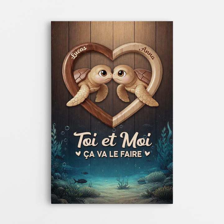 Toile personnalisée “Toi et moi et notre animal de compagnie”