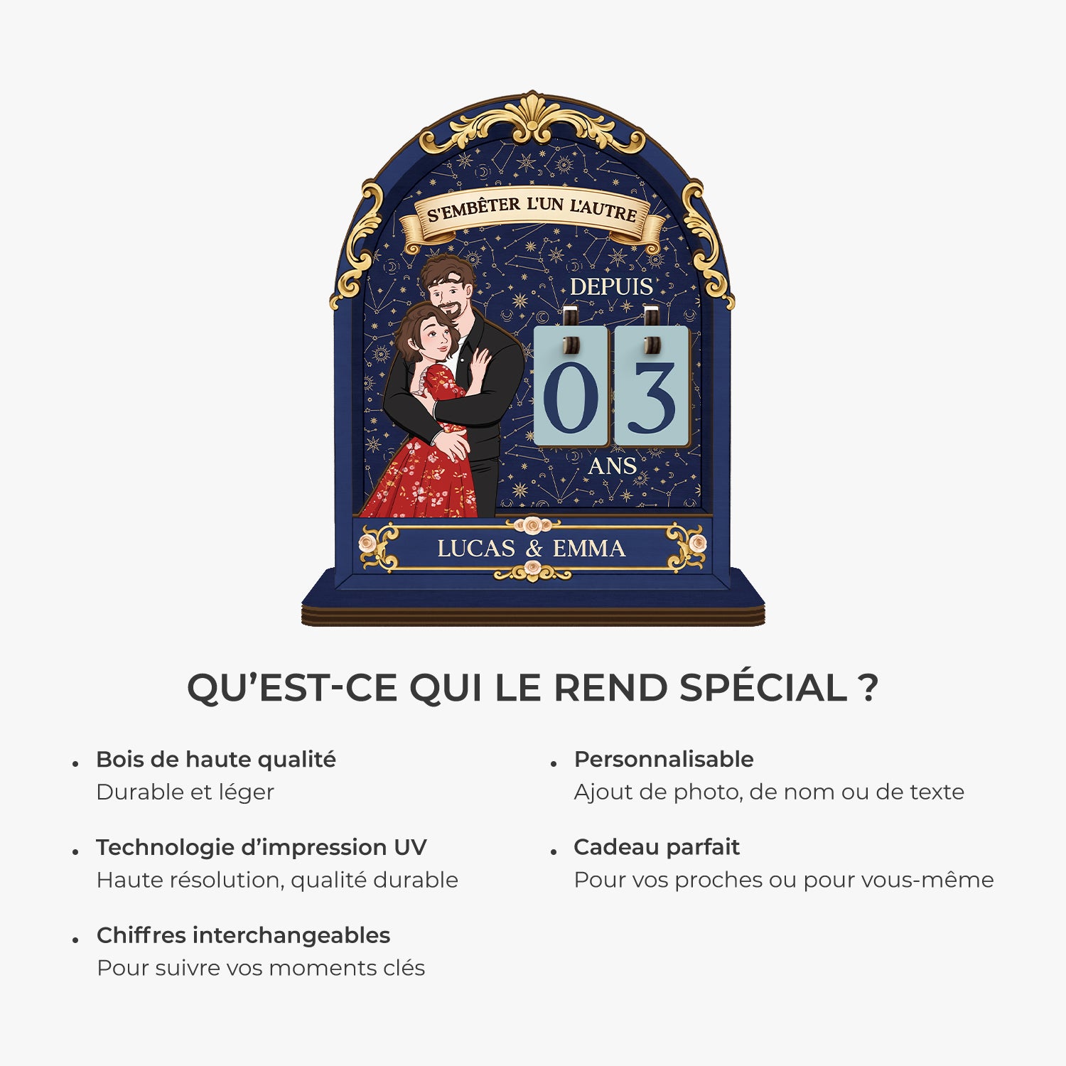 7585QFR1 plaque compteur en bois personnalise pour couple sembeter lun lautre depuis 7585q3vzg_1