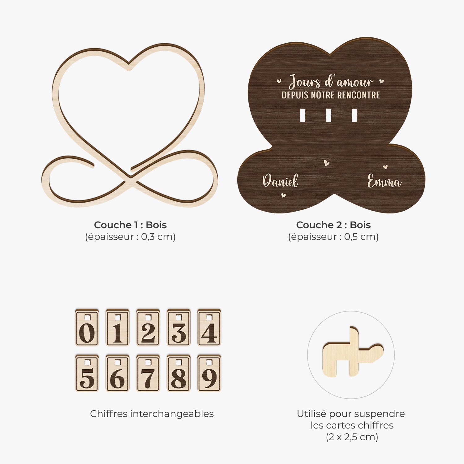 7586QFR4 plaque compteur en bois personnalise pour couple jours d_amour depuis notre rencontre 7586qthag
