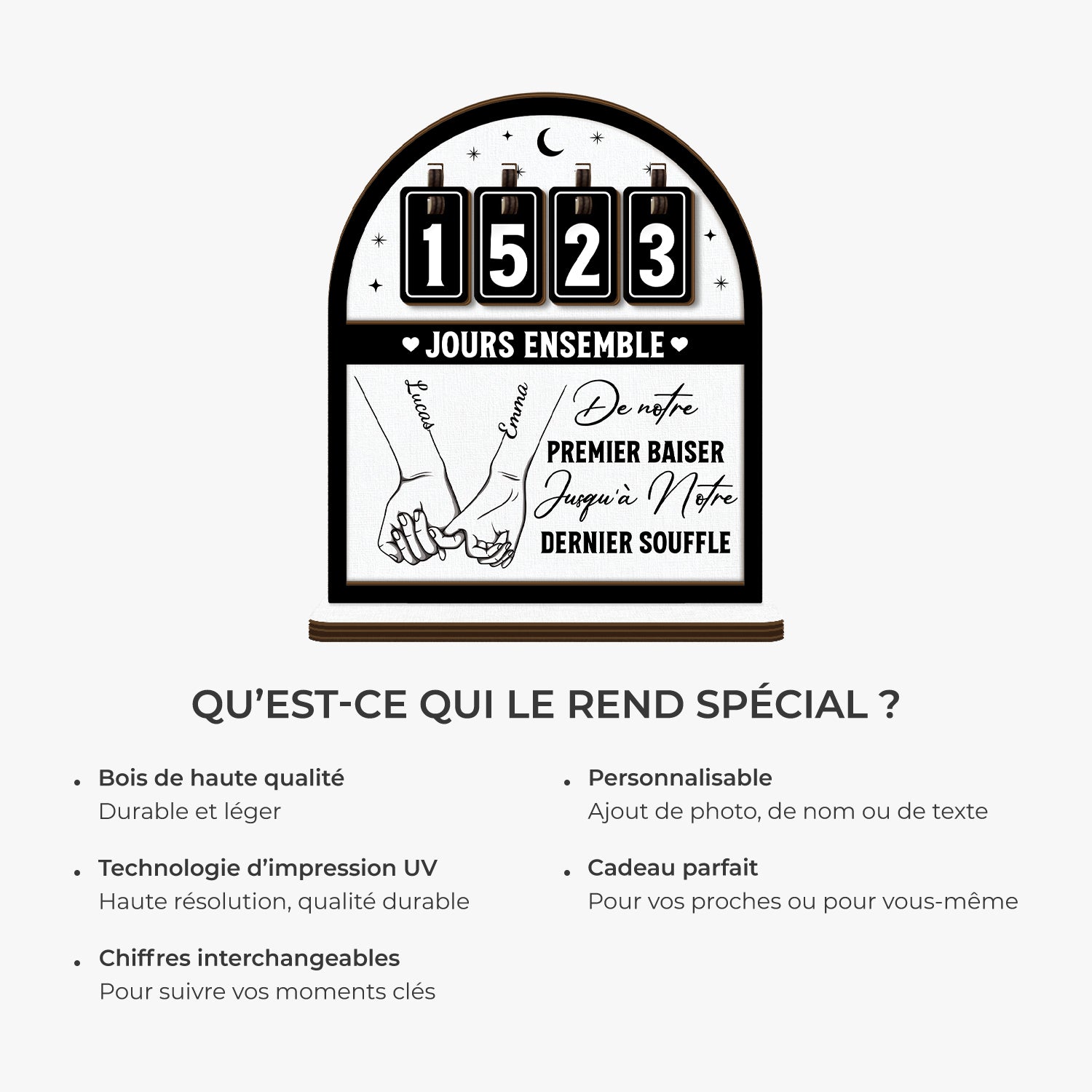 7587QFR5 compteur de jours couple personnalise de notre premier baiser 7587qtvwg