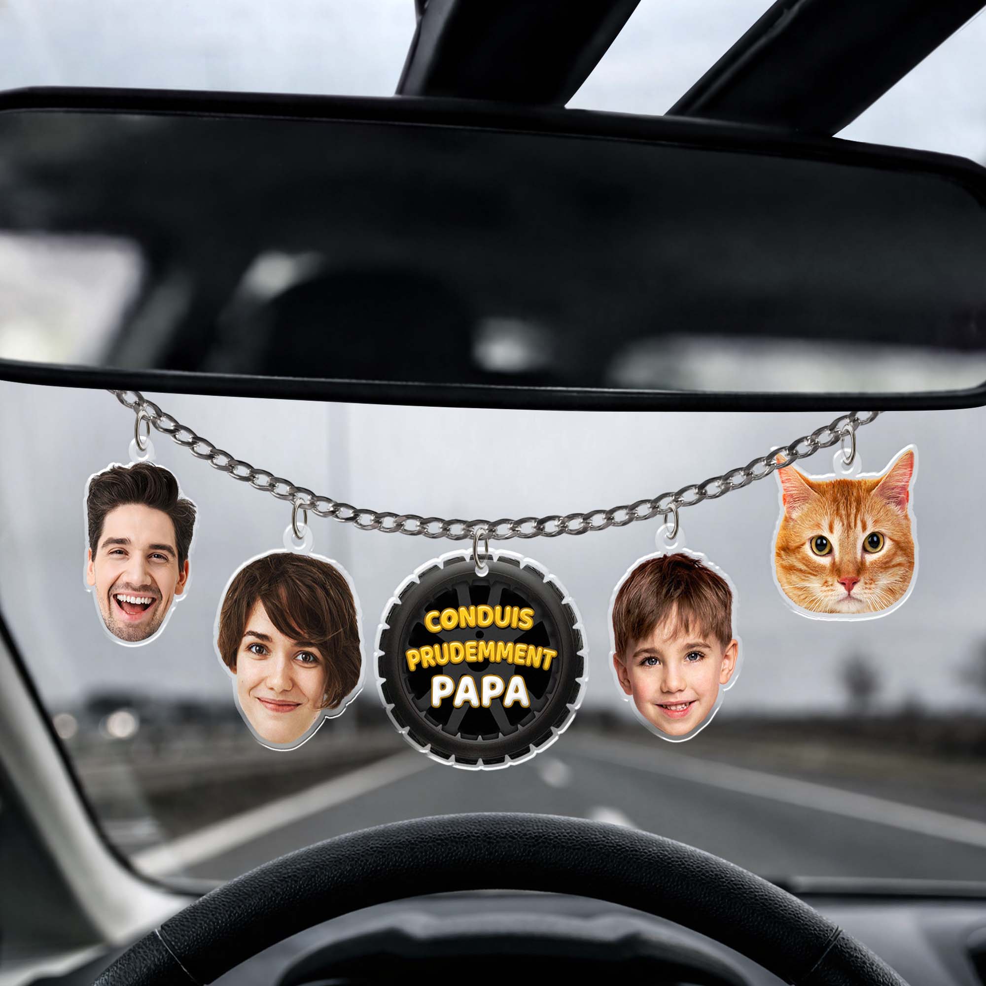 7595GFR1 charmes de voiture personnalisees_ avec photo conduis prudemment papa maman et couple 7595g6ttg