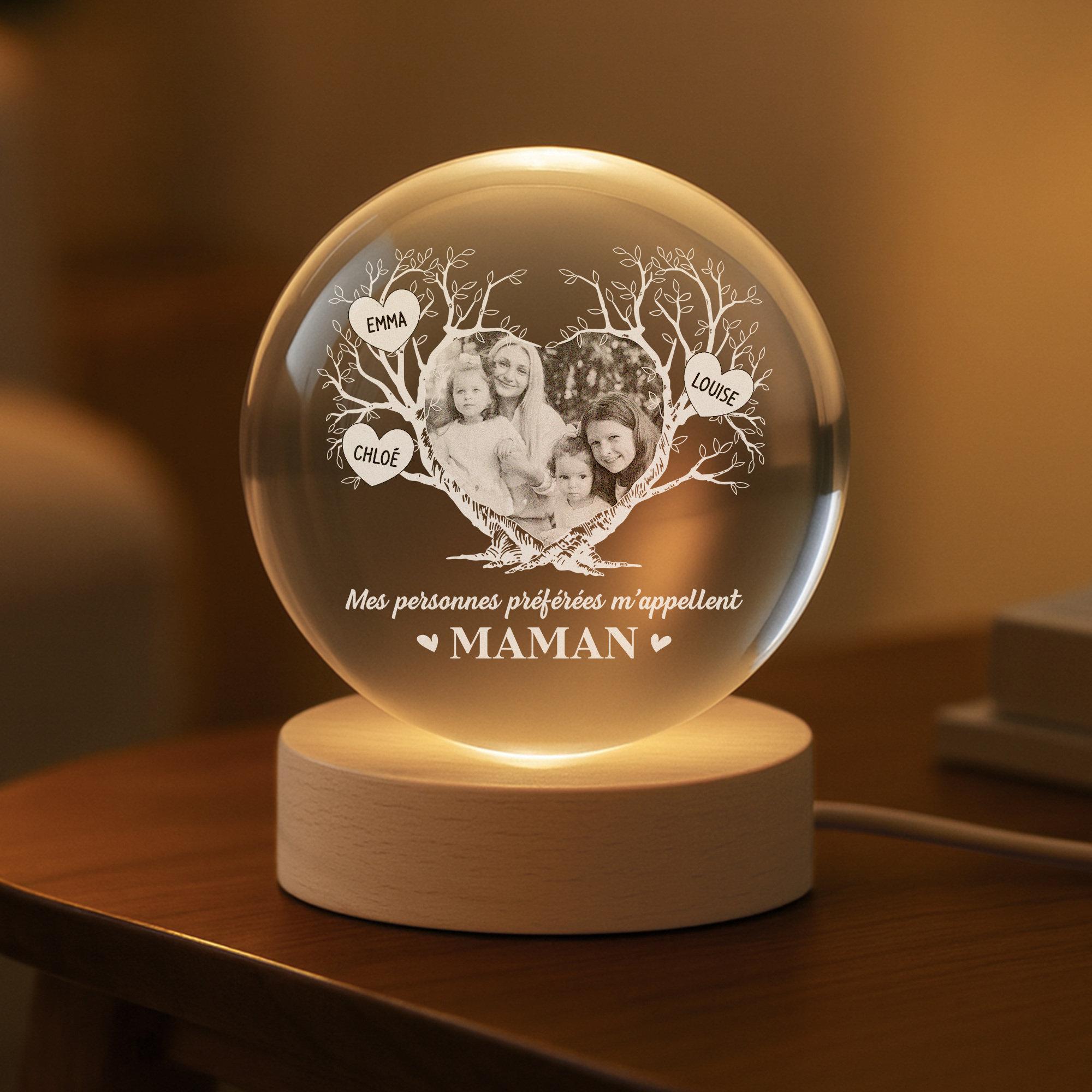 7622LFR2 Veilleuse Boule De Cristal Personnalisee Photo Ma Personne Preferee Mappelle Mamie Maman 7622lsh5a