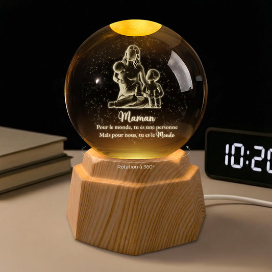 7632LFR1 veilleuse boule de cristal 3d personnalisee pour moi maman est le monde 7632lclaa