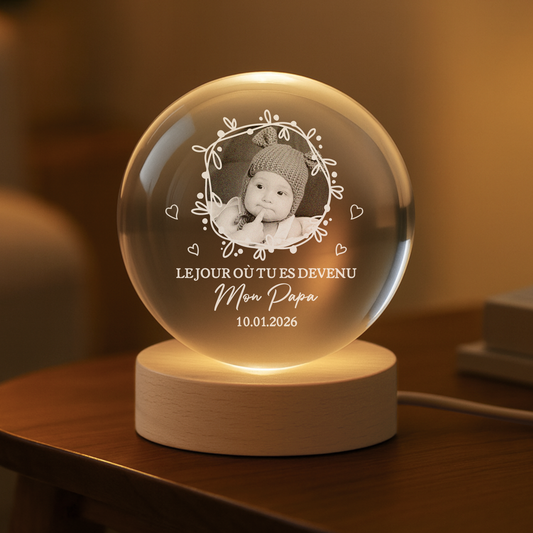 7633LFR2 veilleuse boule de cristal personnalisee le jour ou tu es devenue maman papa 7633lct5a_8558f2ad edd6 4b09 9204 a3ed32aca082