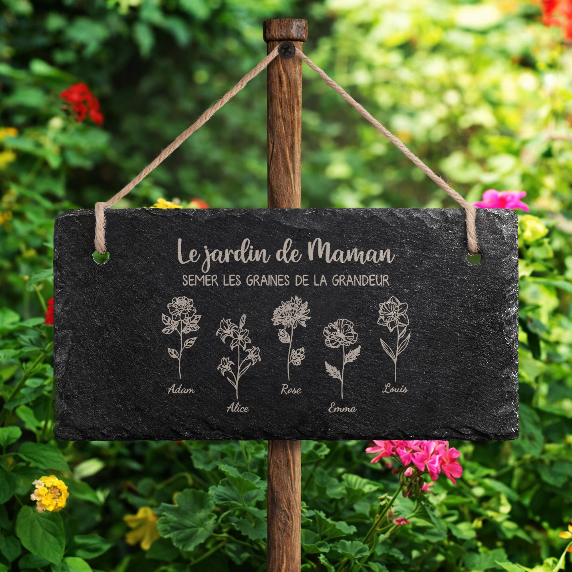 7641AFR2 le jardin de mamie maman plaque ardoise personnalisable 7641aetqca