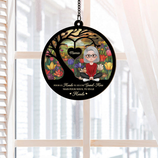 7652UFR2 attrape soleil personnalise en acrylique mamie papy tu es le monde 7652u8pzb