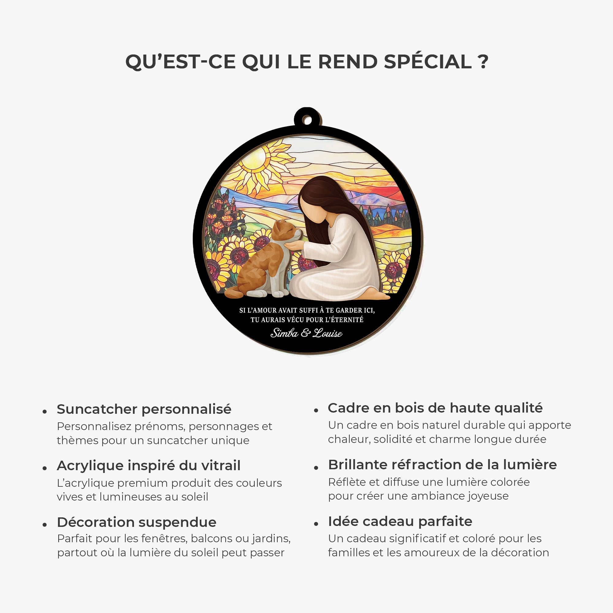 7667UFR5 attrape soleil personnalise en acrylique commemoratif pour chat si amour avait suffi 7667ucpnd