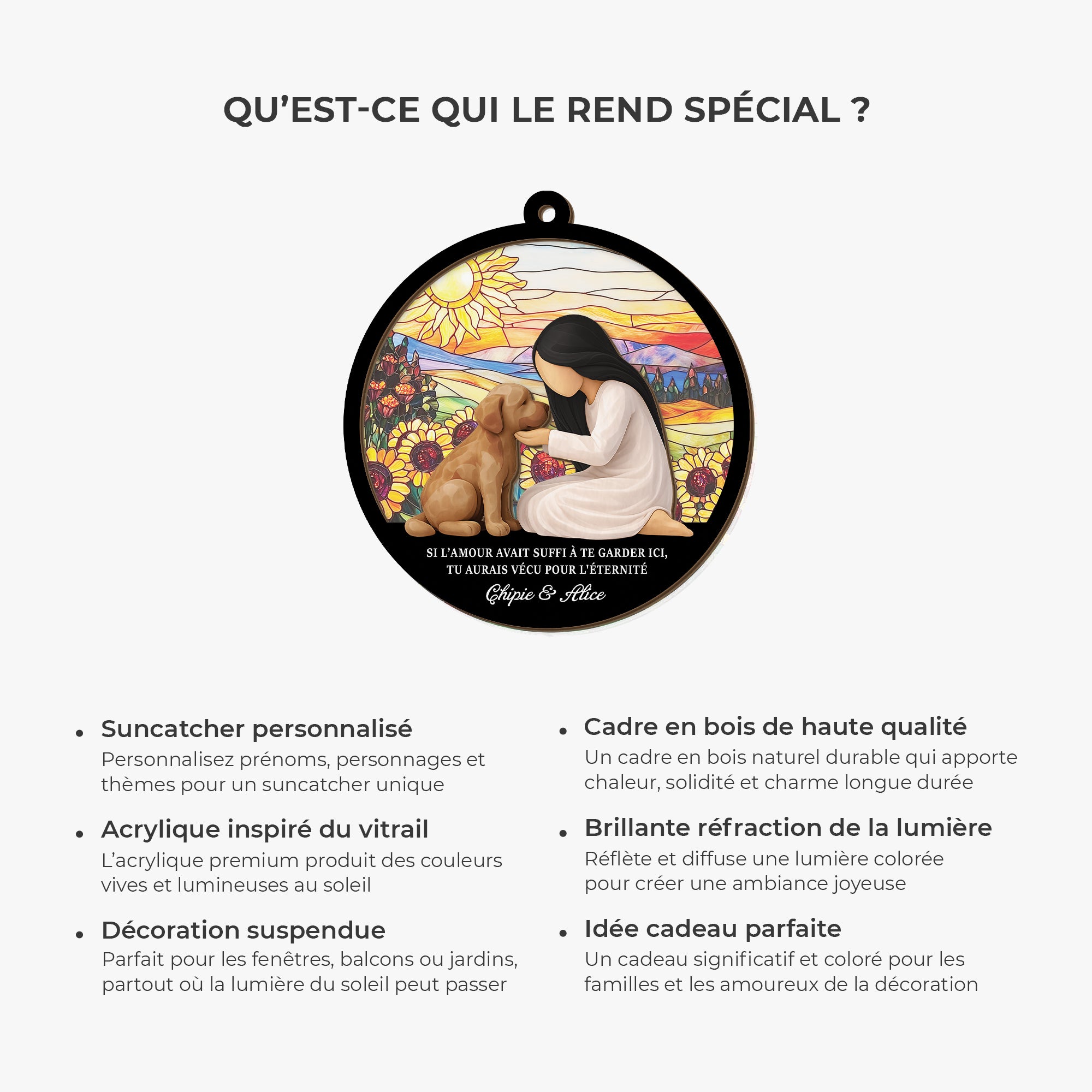 7667UFR5 attrape soleil personnalise en acrylique commemoratif pour chien si amour avait suffi 7667ucpnc
