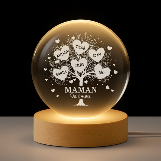 7671LFR1 veilleuse boule de cristal personnalisee arbre damour maman papa 7671l3raa