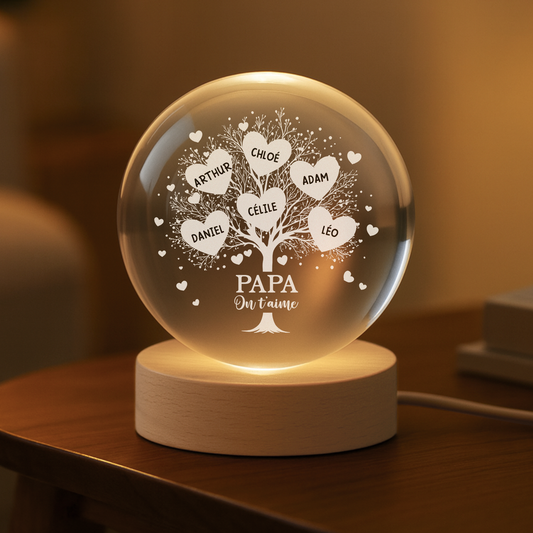 7671LFR2 veilleuse boule de cristal personnalisee arbre damour maman papa 7671l3raa