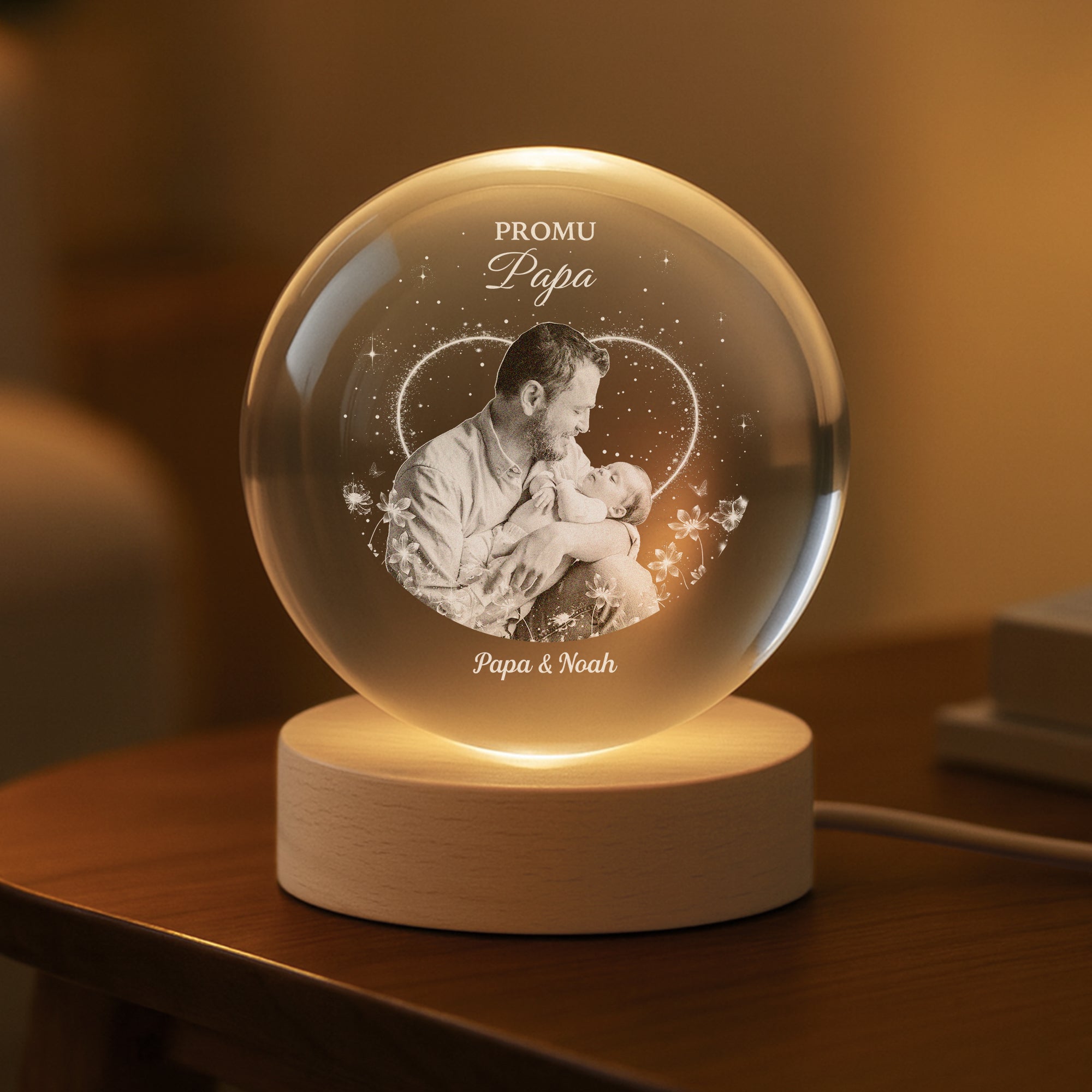 7674LFR2 veilleuse boule de cristal personnalisee photo amour de future maman 7674l3pza