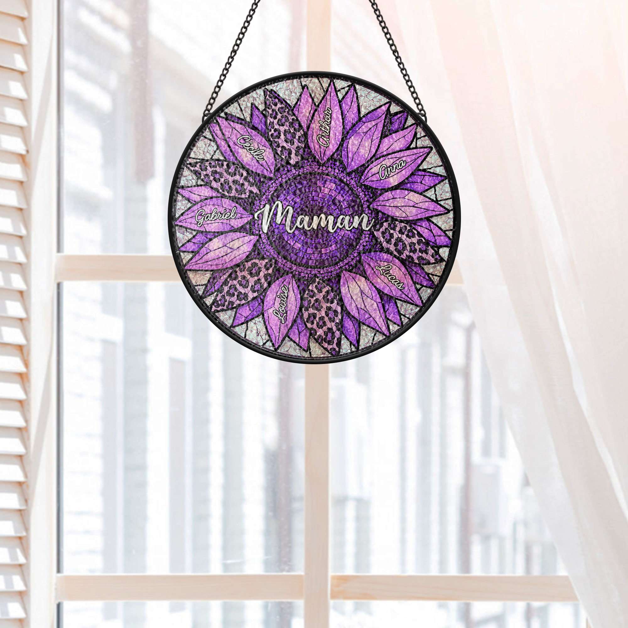 7678UFR2 attrape soleil personnalise en verre tournesol de mamie maman 7678utfna