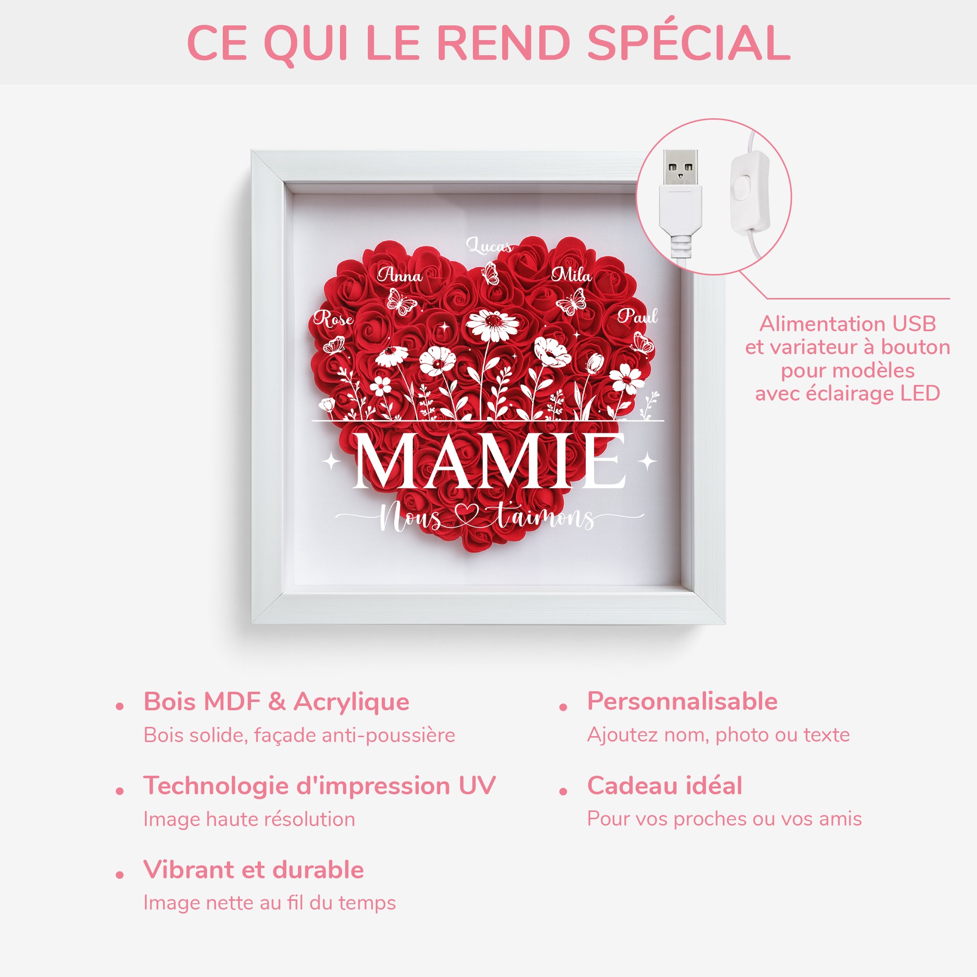 7688OFR3 boite fleurs personnalisee pour dire on taime mamie maman 7688otptg