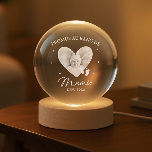 7690LFR2 veilleuse boule de cristal personnalisee photo promue mamie 7690ltfca