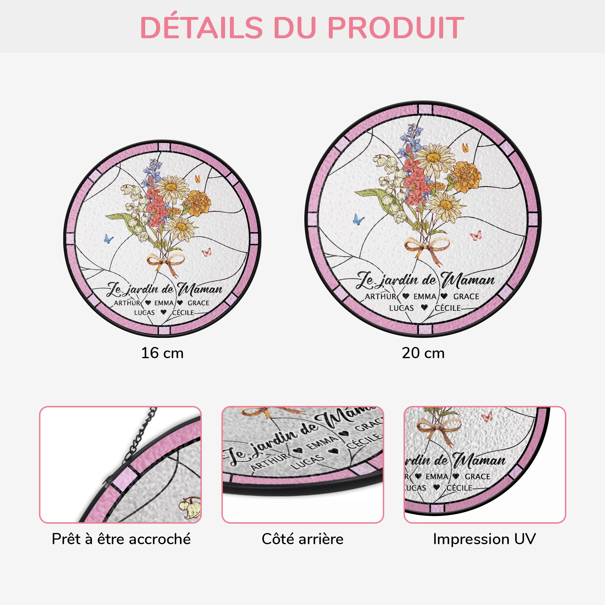 7699UFR3 attrape soleil personnalise en verre beau jardin de mamie maman 7699u6pca