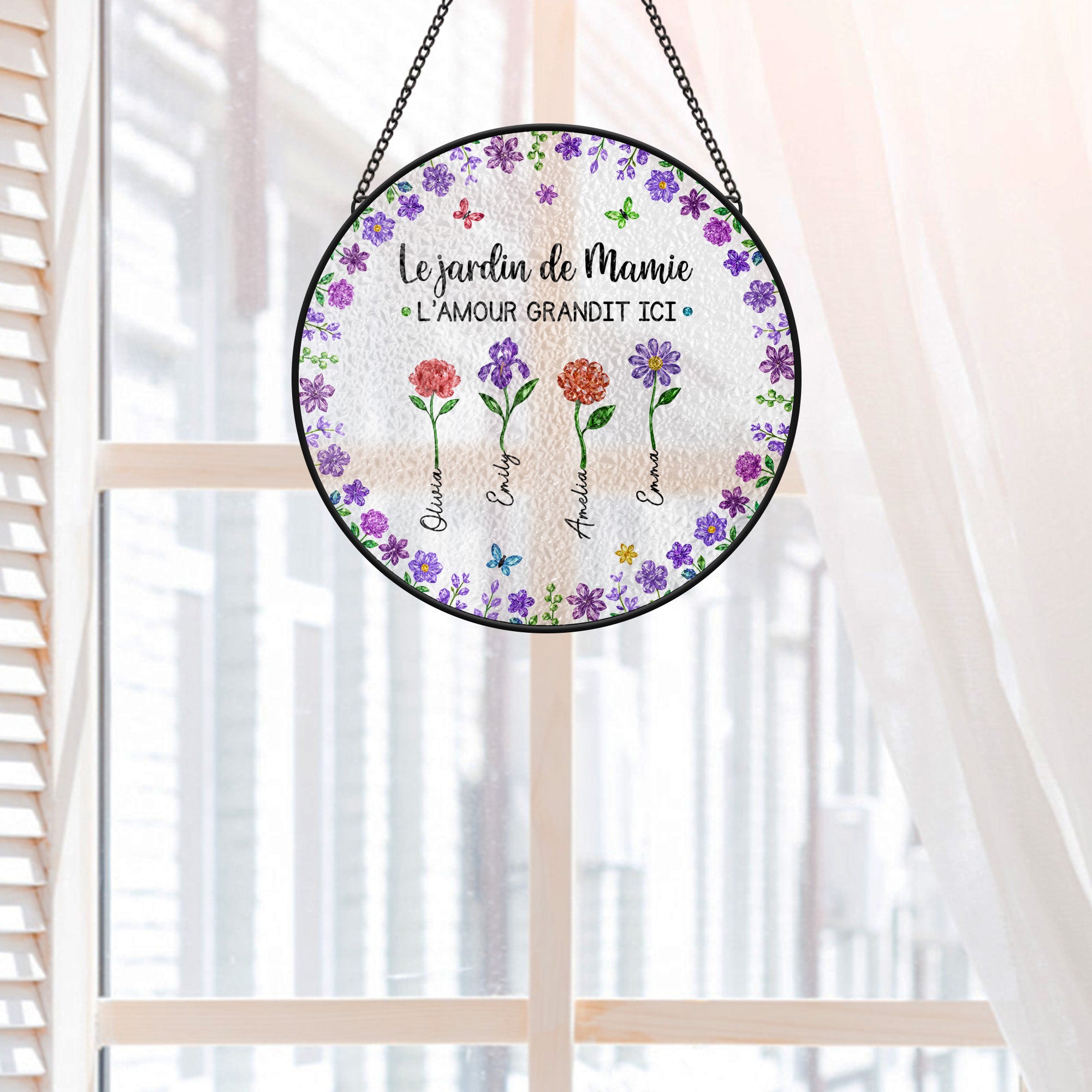 7702UFR2 attrape soleil personnalise en verre le jardin de mamie maman avec fleurs 7702u6qwa
