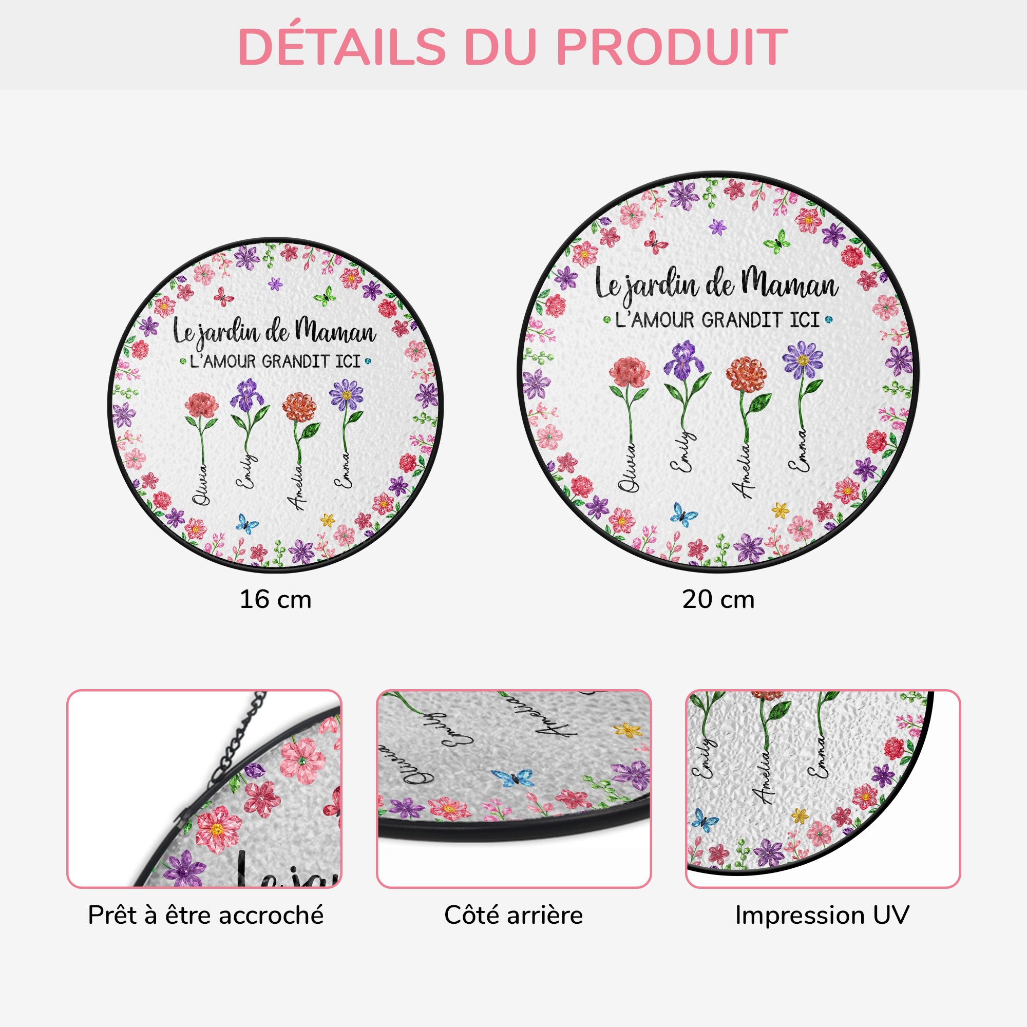 7702UFR3 attrape soleil personnalise en verre le jardin de mamie maman avec fleurs 7702u6qwa