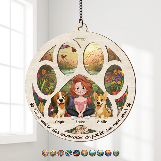 7704UFR1 attrape soleil personnalise en acrylique pattes de chien 7704uctnc