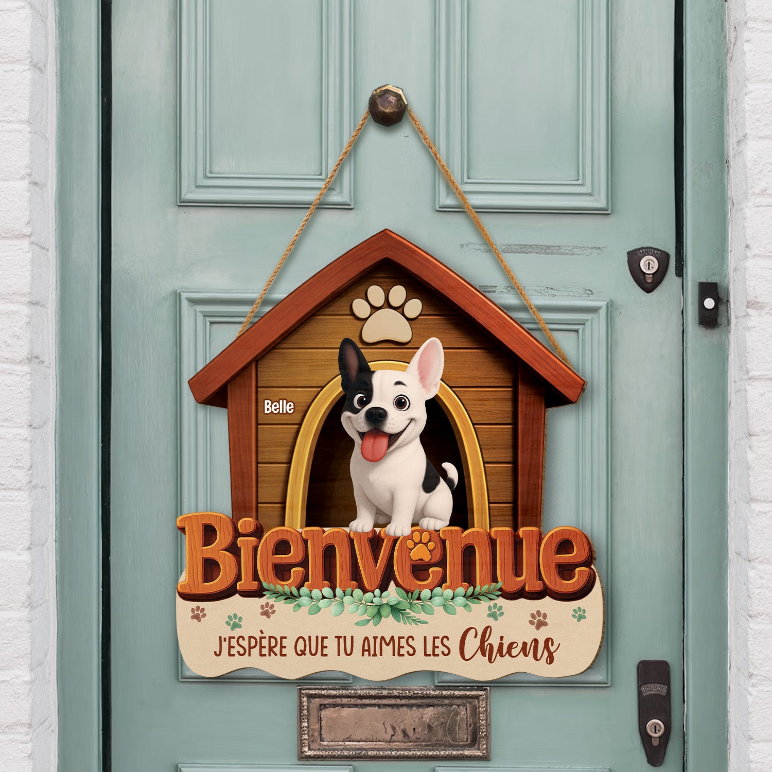 7707QFR2 plaque en bois personnalisee a suspendre bienvenue jespere tu aimes les chiens 7707q3lac_80332524 a7f2 49cd 95cf 74d58375dee7