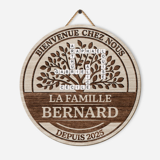 7710QFR1 plaque en bois personnalisee avec mots croises notre famille 7710q8pwi