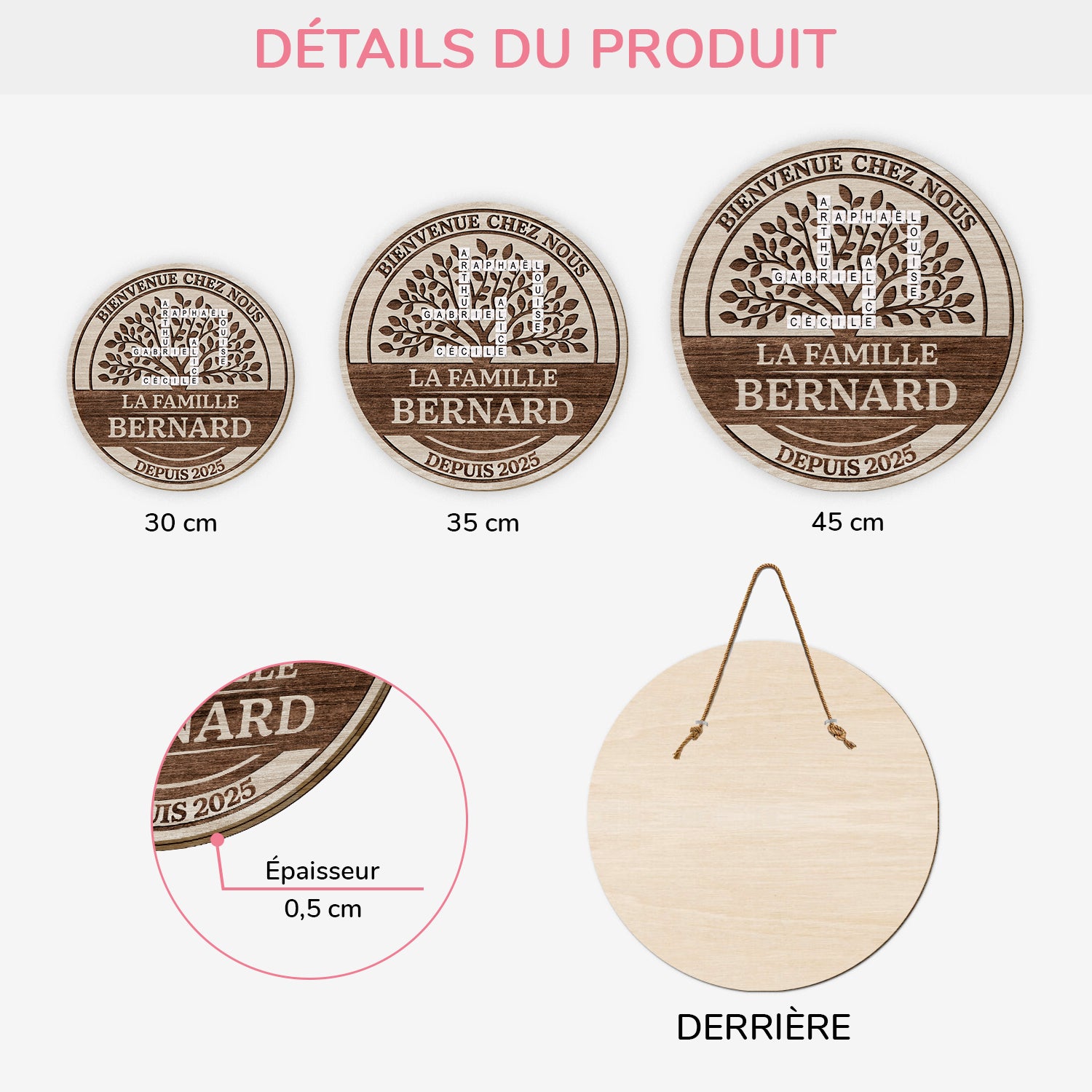 7710QFR3 plaque en bois personnalisee avec mots croises notre famille 7710q8pwi