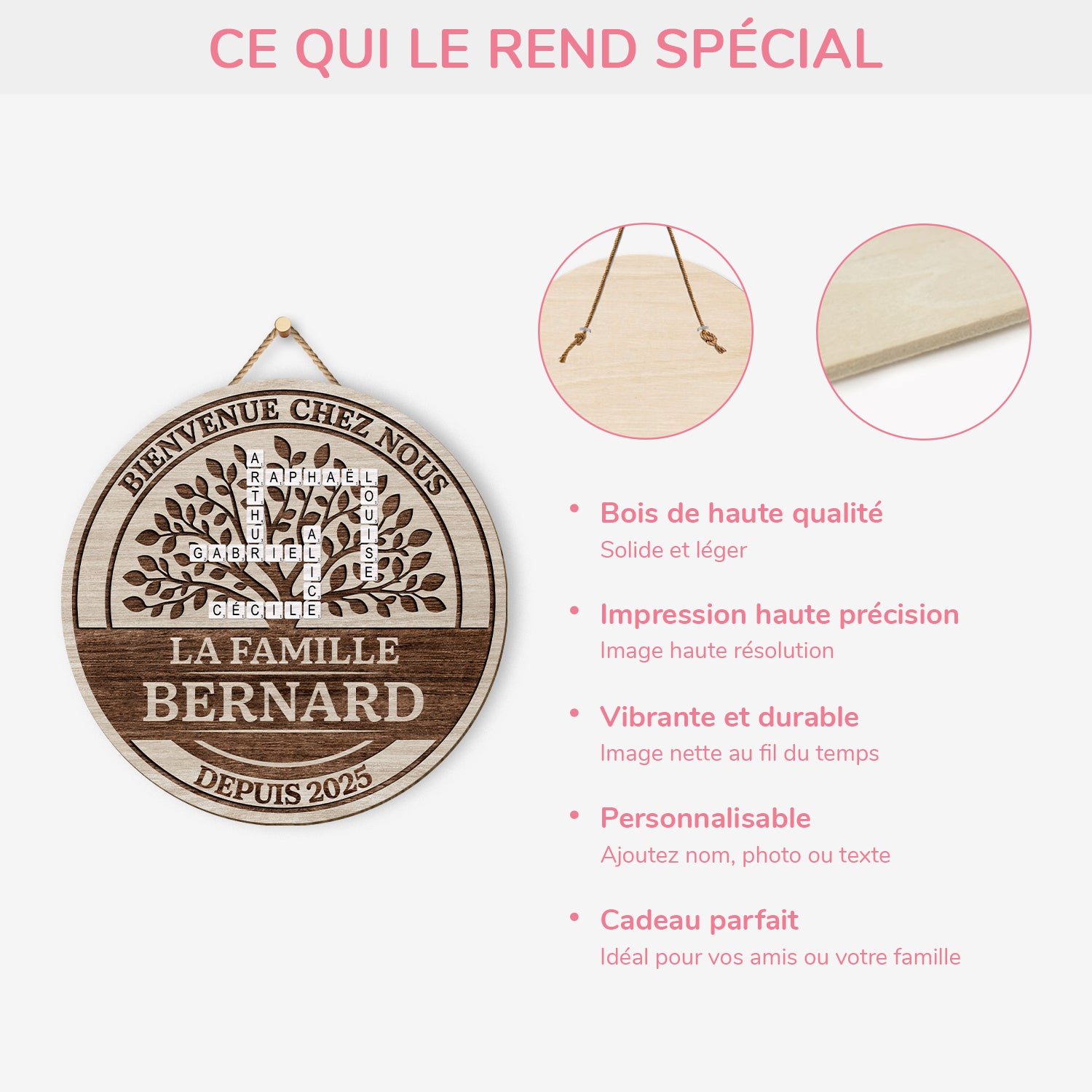 7710QFR4 plaque en bois personnalisee avec mots croises notre famille 7710q8pwi