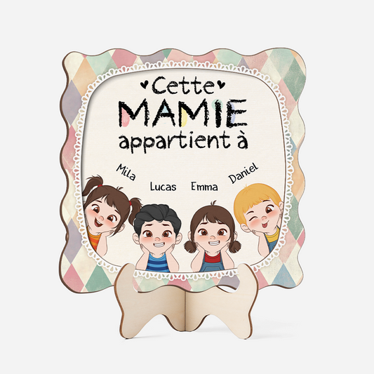 7717QFR1 plaque en bois personnalisee mamie papy appartient a 7717qskab