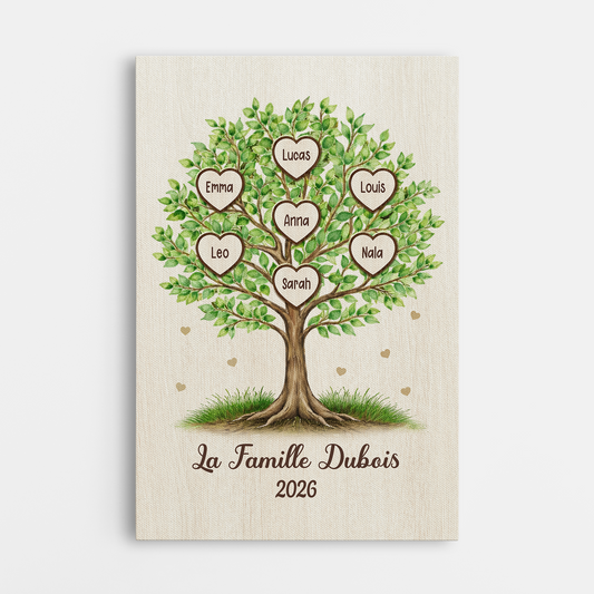 7732CFR1 toile personnalisee famille notre arbre avec coeur 7732c8rwi