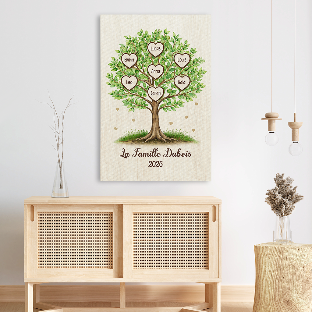 7732CFR3 toile personnalisee famille notre arbre avec coeur 7732c8rwi