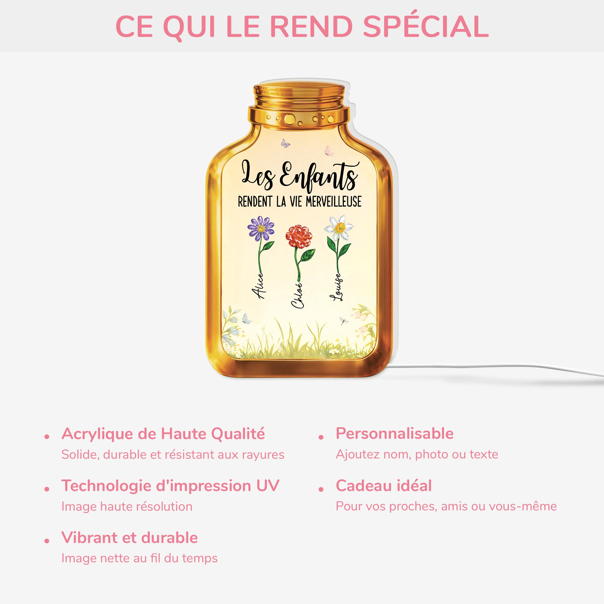 7734LFR4 fleurs et petits enfants de maman mamie lightbox personnalisable 7734l8qaa