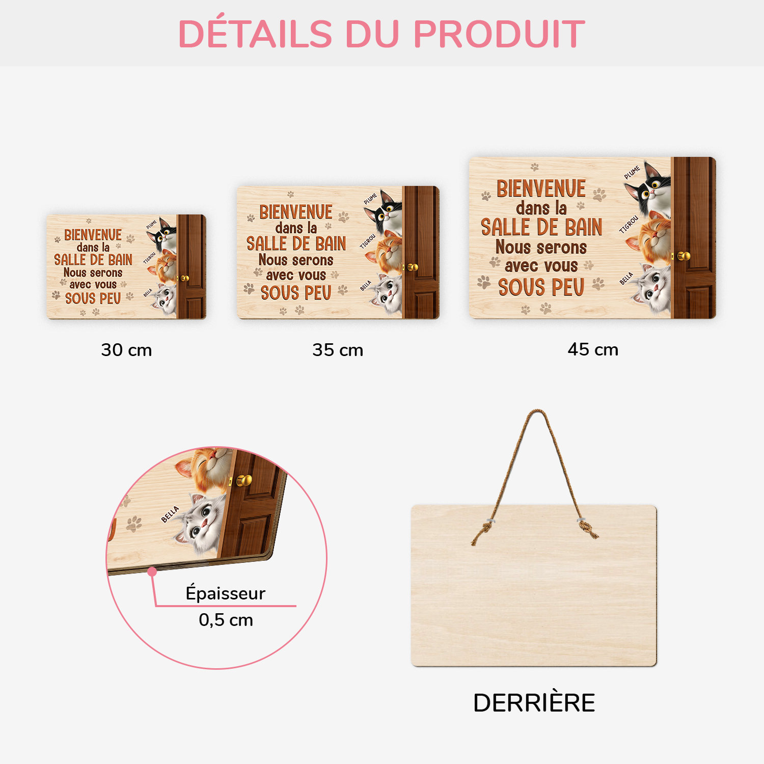 7735QFR3 plaque en bois personnalisee a suspendre avec chat bienvenue dans la salle de bain 7735qtrad_75408409 e720 473a 955e 0f1d8d39fd46