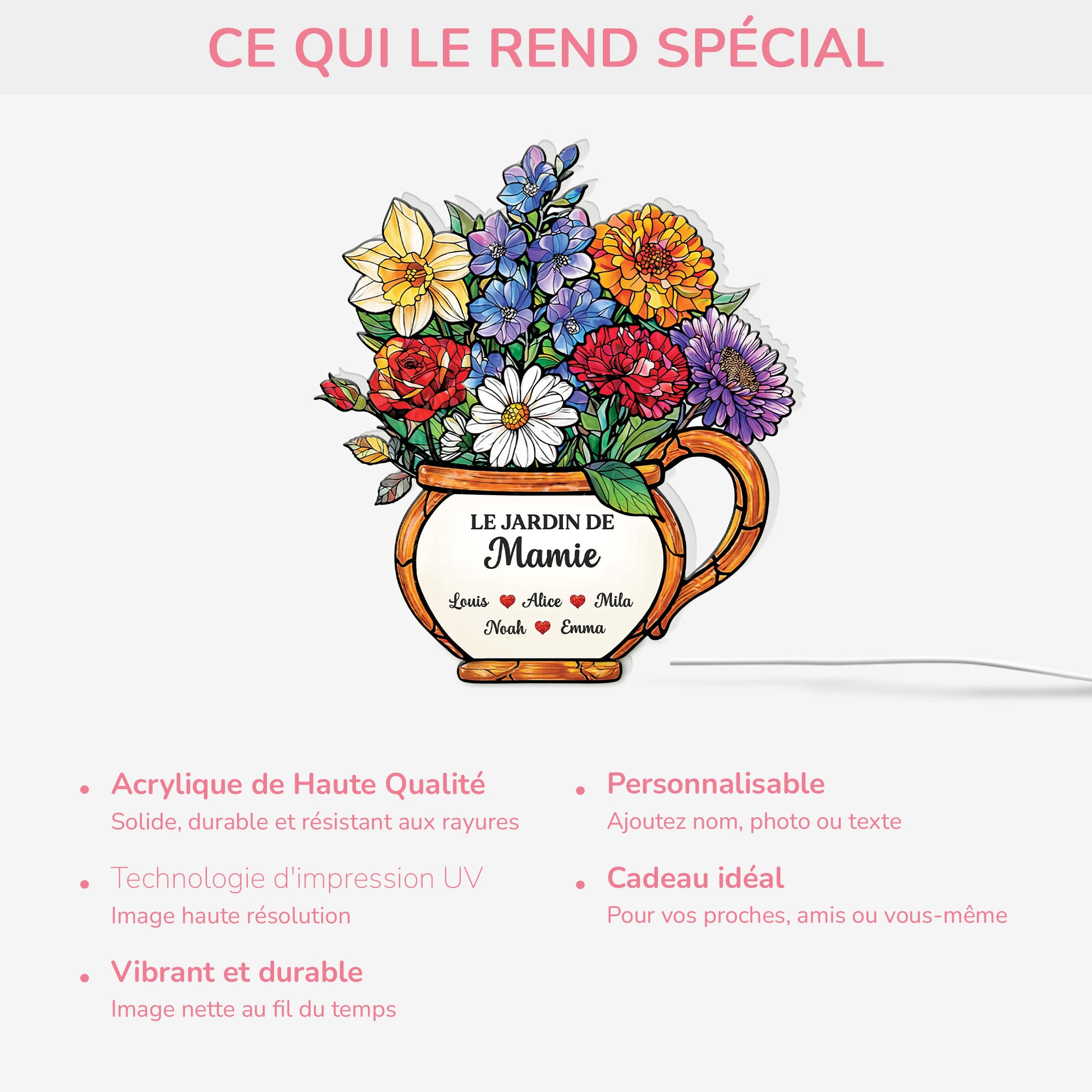 7743LFR4 lightbox personnalisable fleurs de mamie maman 7743l8lza