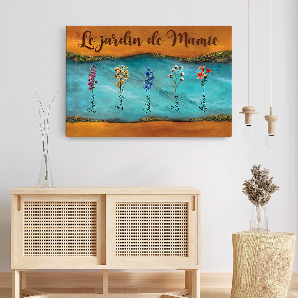 7749CFR3 effet dimpression 3d toile personnalisee mamie maman le jardin de mamie 7749c3hma