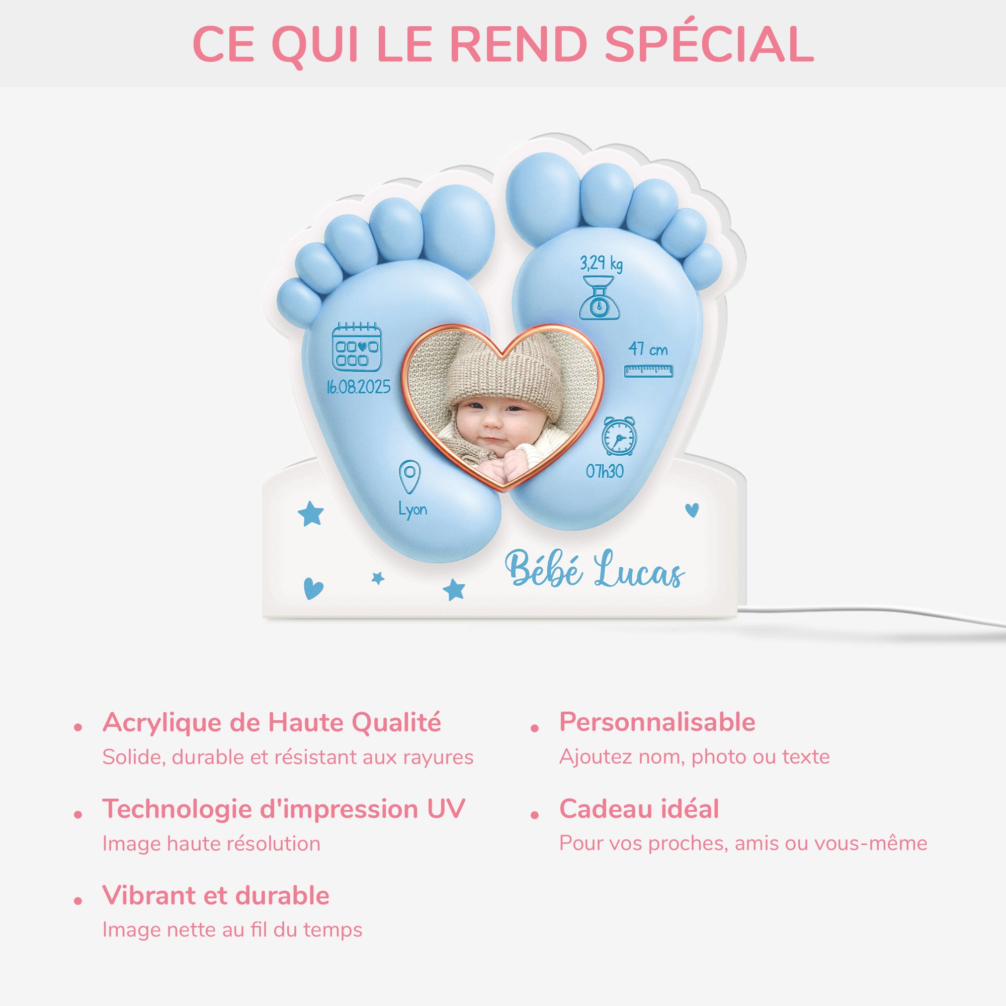 7752LFR4 effet dimpression 3d joli bebe de maman lightbox personnalisable 7752lsqaa